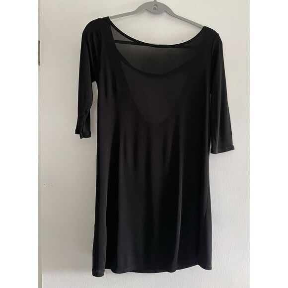 Vintage STILE BENETTON Black Women’s 3/4 Sleeve Italian Open Back Tunic Top M - Picture 1 of 7